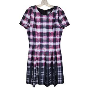 Vince Camuto NWOT Checked Mini Fitting Dress Fit and Flare Multicolor SZ 12
